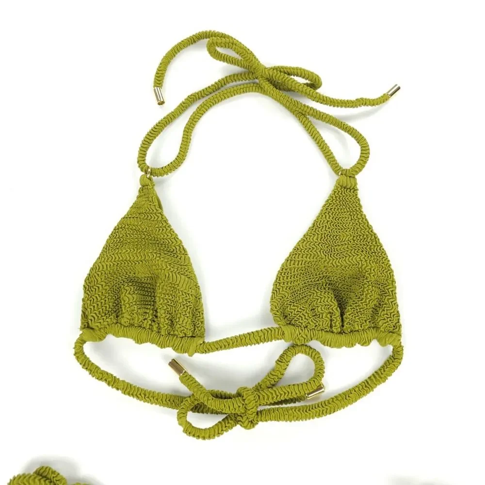 NEW Monday Swimwear Hanalei Bikini Crinkle Moss Set Minimal Resort Beachy Boho